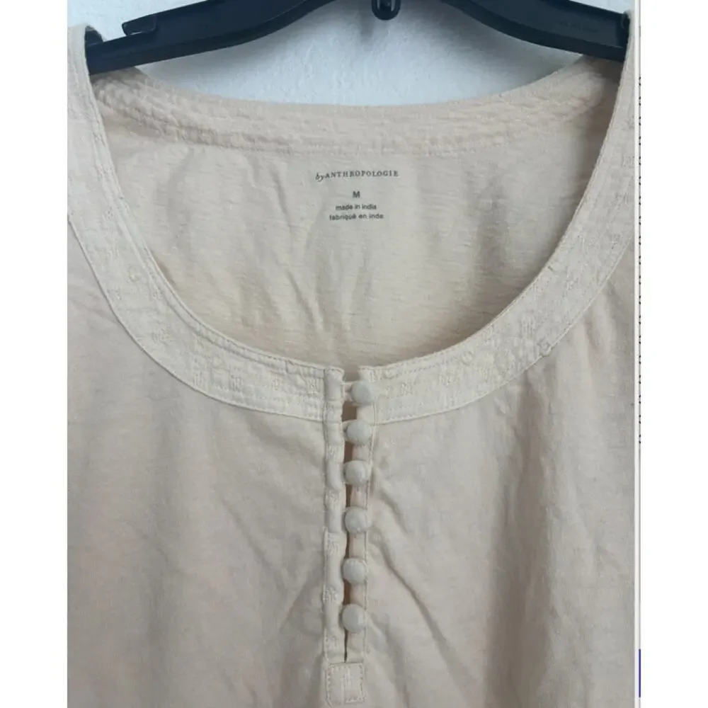 Womens Anthropologie Puff Sleeve Emboidered Cream Blouse Size Medium